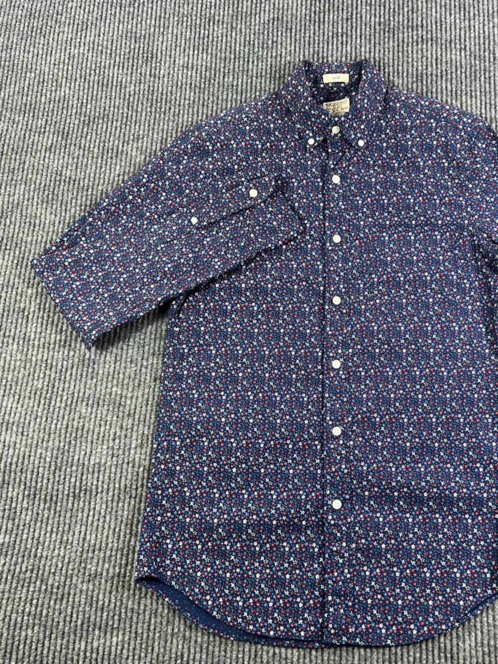 J.CREW Secret Wash Shirt Blue Floral Slim Fit Long Sleeve Button Up Mens Size XS